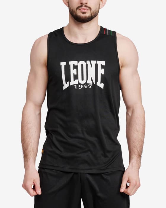 Camiseta Leone 1947 Boxing Flag sin mangas negro blanco