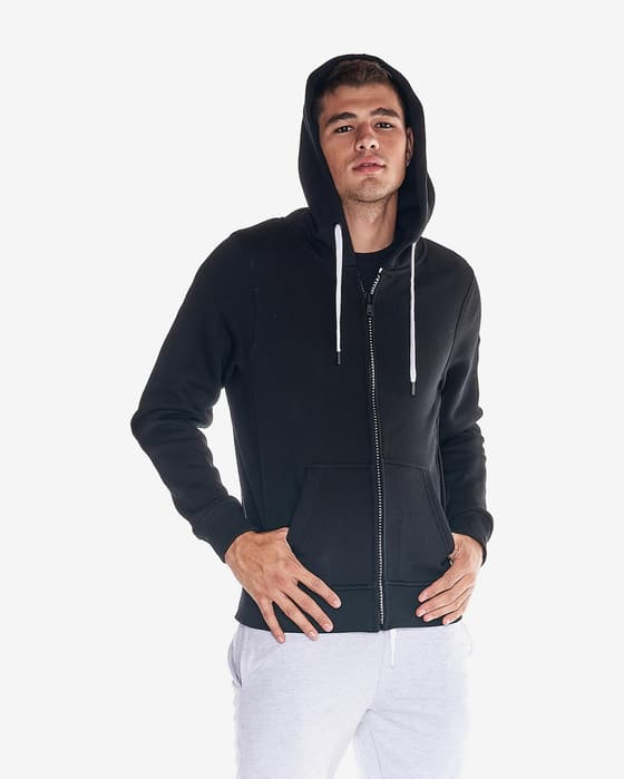 Leone 1947 Heavy Basic Full Zip Kapuzenjacke schwarz/weiß