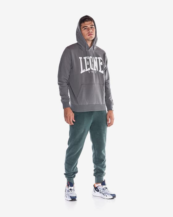Sudadera con capucha Leone 1947 Basic Big Logo gris claro blanco