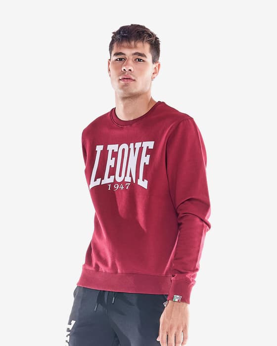Sudadera Leone 1947 Crewneck Basic Big Logo granate blanco