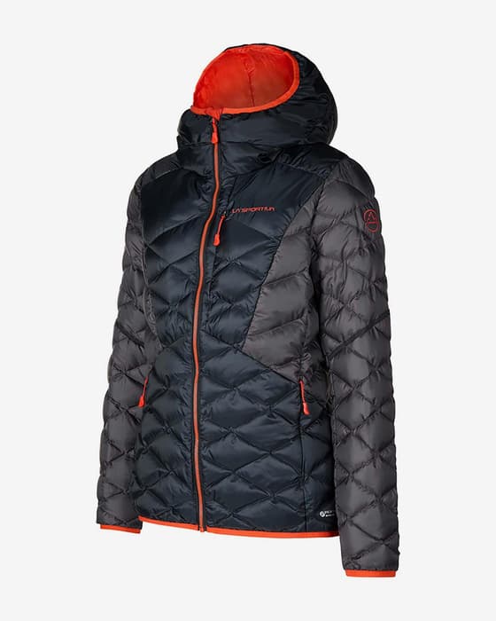 Chaqueta con capucha La Sportiva Pinnacle Down gris azul mujer