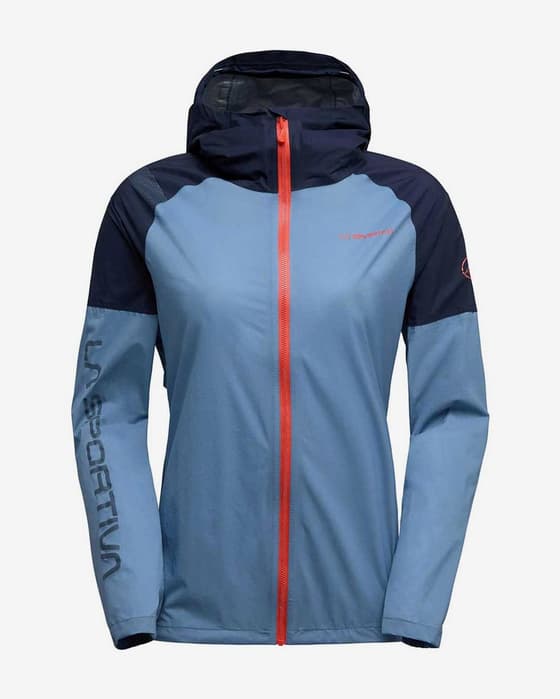 Chaqueta con capucha La Sportiva Pocketshell azul naranja mujer