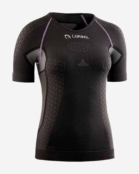 Camiseta Lurbel Cristallo manga corta negro eclipse violeta mujer