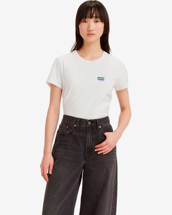 Camiseta Levi's Perfect manga corta blanco verde mujer