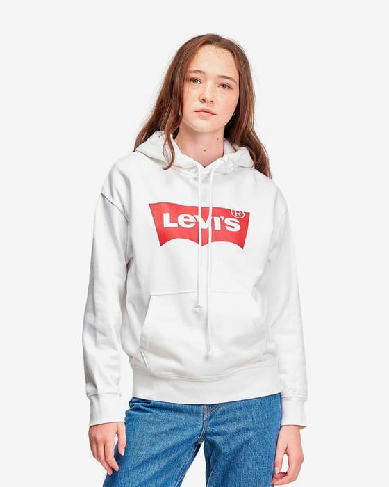 Sudadera con capucha Levi's Graphic Standard blanco rojo mujer