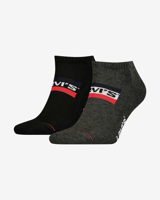 Calcetines Levi's Low Cut Logo gris oscuro negro (2 pares)