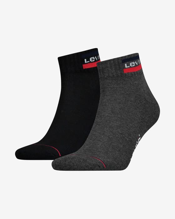 Calcetines Levi's Sportwear Mid Cut gris oscuro negro (2 pares)