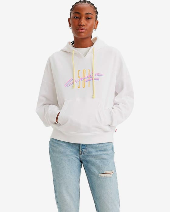 Sudadera con capucha Levi's Authentic blanco rosa mujer