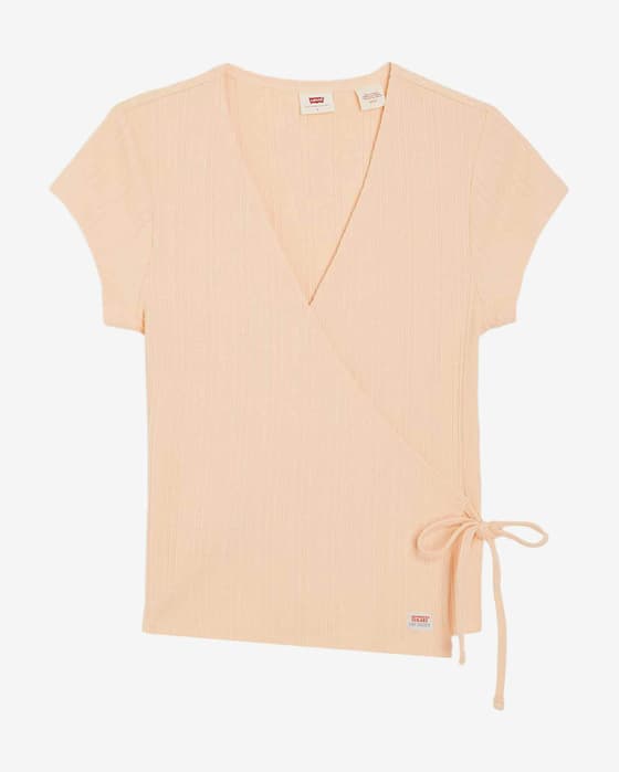 Camiseta Levi's Dry Goods Pointelle Wrap manga corta rosa salmón mujer