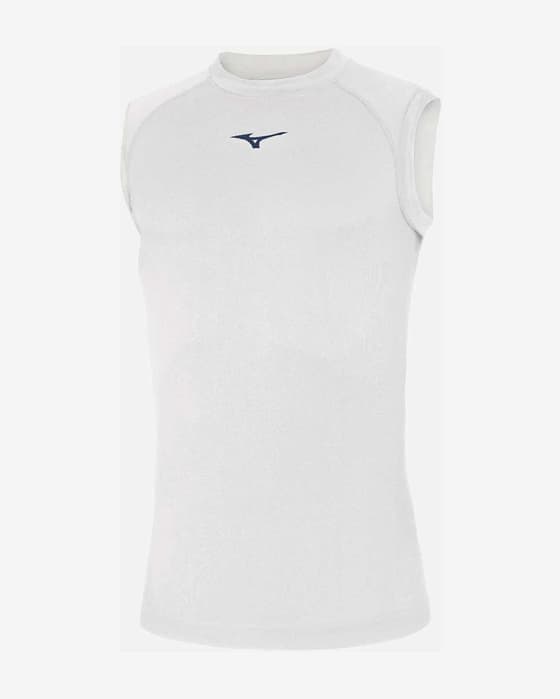 Camiseta Mizuno Core Logo sin mangas blanco negro