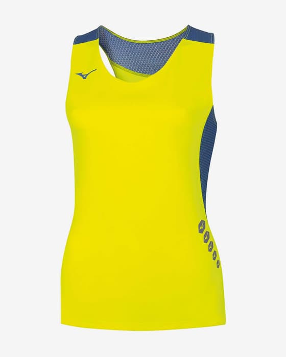 Camiseta Mizuno Premium Japan sin mangas amarillo azul mujer