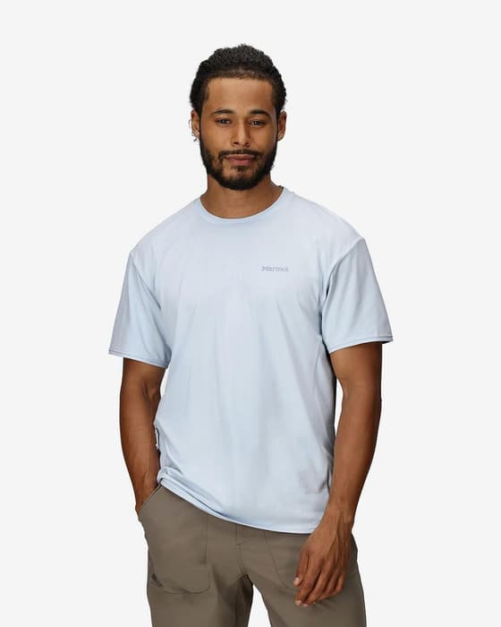 Camiseta Marmot AirExchange SolarShield Crew manga corta blanco azulado