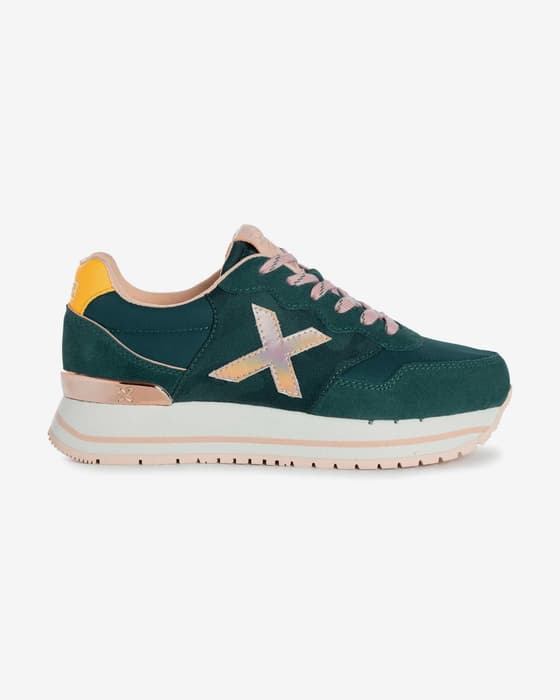 Zapatillas Munich Dash Sky verde oscuro amarillo mujer