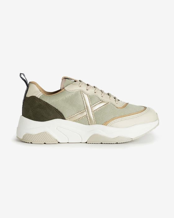 Zapatillas Munich Wave verde blanquecino beige marrón