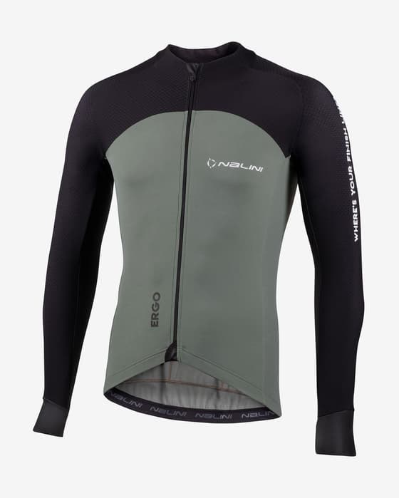 Maillot Nalini Ergo XWarm manga larga negro verde grisáceo