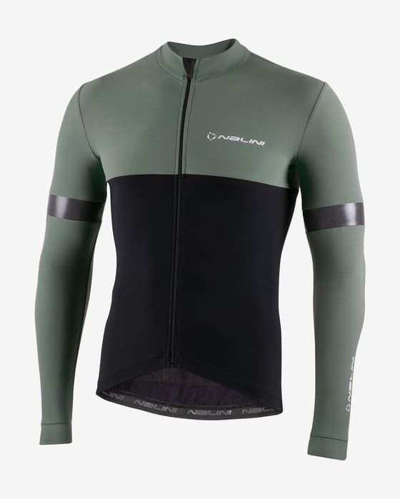 Maillot Nalini New Warm Reflex manga larga negro verde grisáceo
