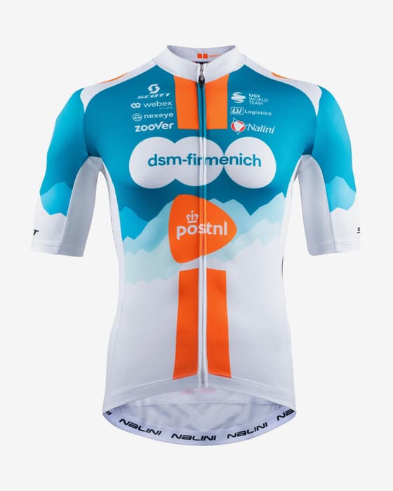Maillot Team DSM Firmenich Postnl Training manche courte bleu blanc