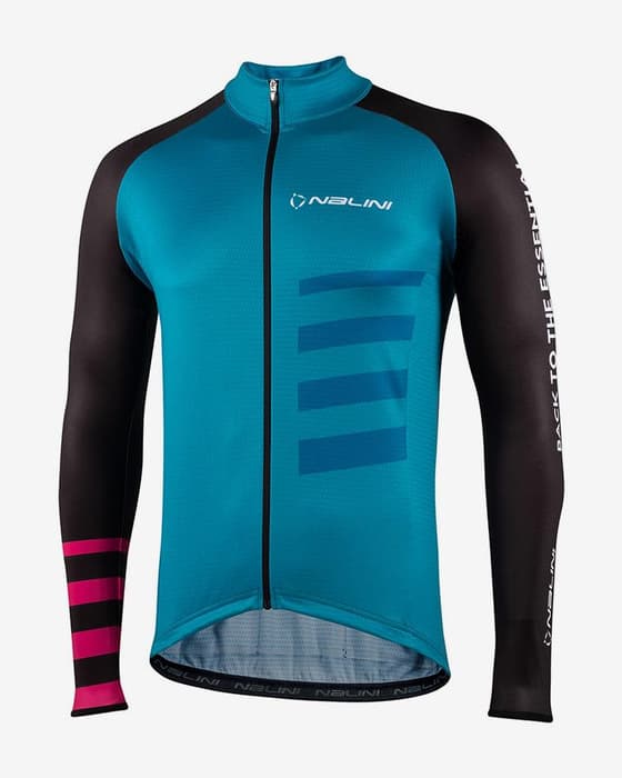 Maillot Nalini Stripes manche longue turquoise noir rose