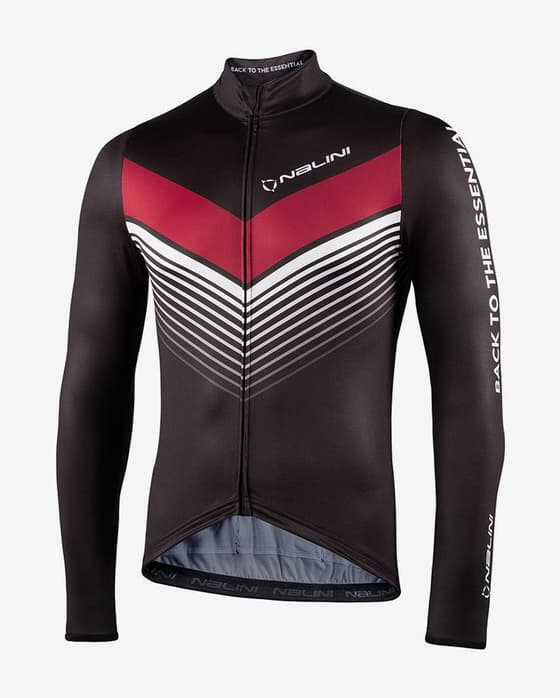 Maillot Nalini Fit manga larga negro rojo oscuro blanco