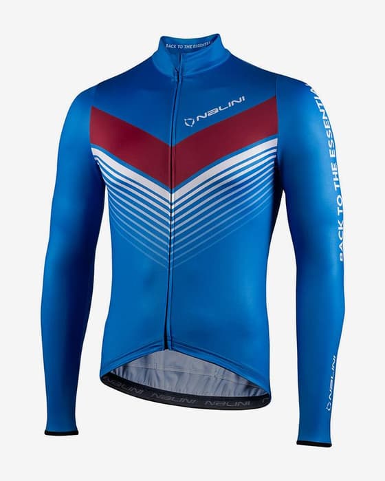 Maillot Nalini Fit manga larga azul eléctrico rojo oscuro