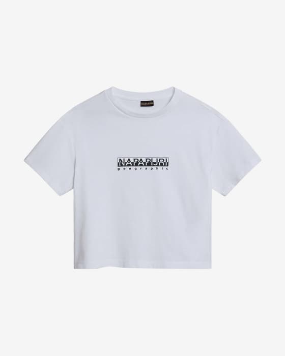 Camiseta Napapijri Box Crop manga corta blanco negro mujer