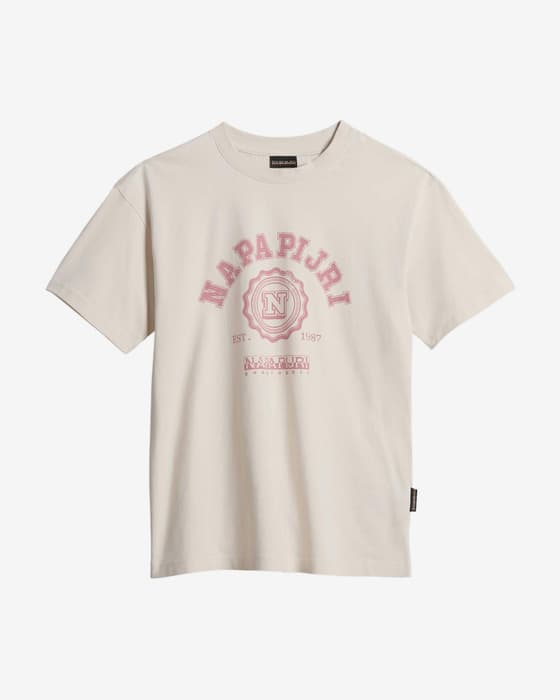 Camiseta Napapijri Moreno manga corta beige rosa claro mujer