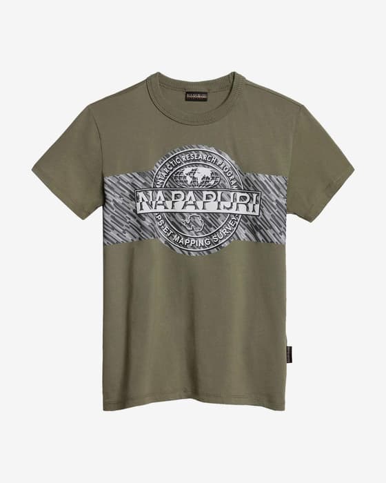 Camiseta Napapijri Pinzon manga corta verde gris infantil