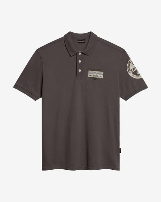 Polo Napapijri Amundsen manga corta gris oscuro blanco