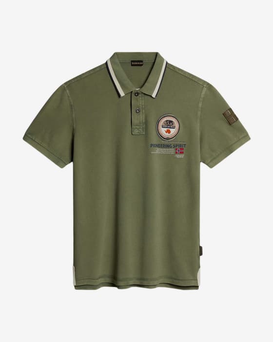 Polo Napapijri Gandy manga corta verde blanco