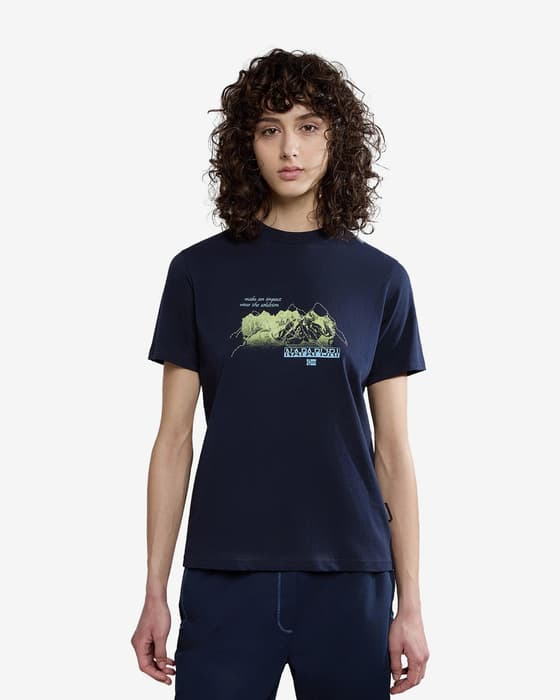 Camiseta Napapijri Yukon manga corta azul oscuro mujer