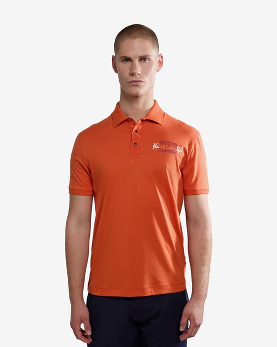 Polo Napapijri Smallwood manga corta naranja mate