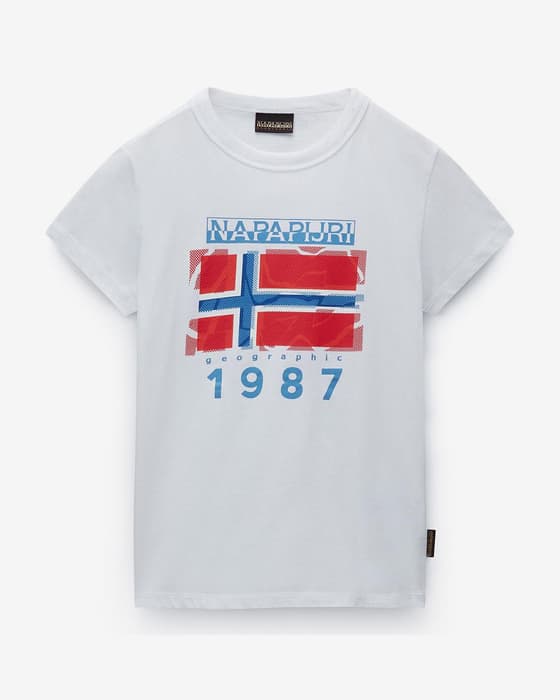 Napapijri Mats Short Sleeve T-shirt pure white red blue Kids