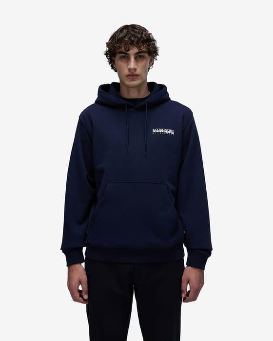 Sudadera con capucha Napapijri Linth azul oscuro blanco