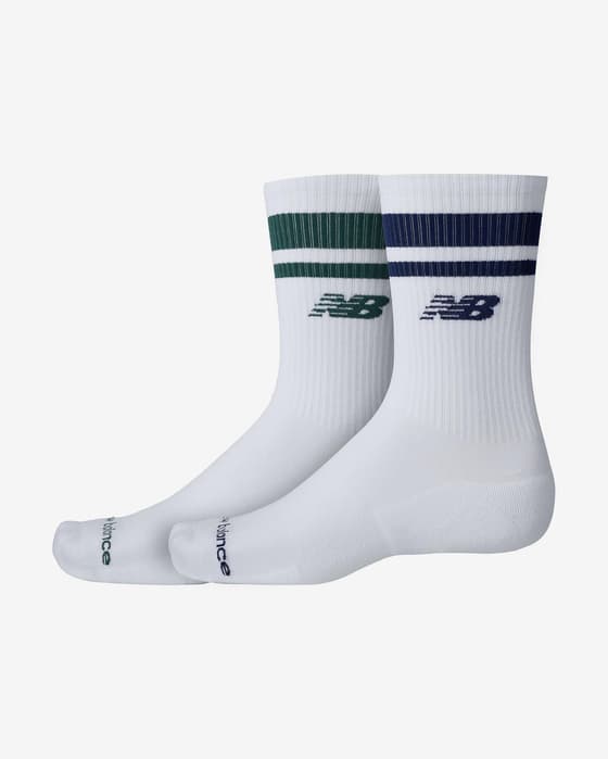 Meias New Balance Run Repreve Midcalf branco verde (2 pares)