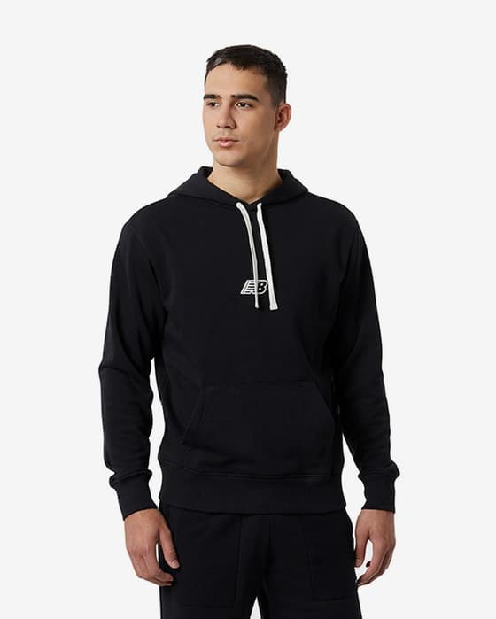 Sudadera con capucha New Balance Essentials Fleece Logo negro blanco