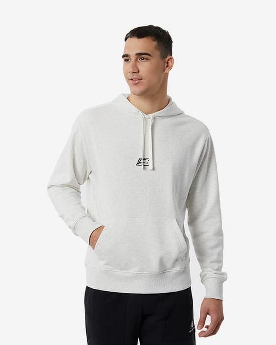 Sudadera con capucha New Balance Essentials Fleece Logo blanco