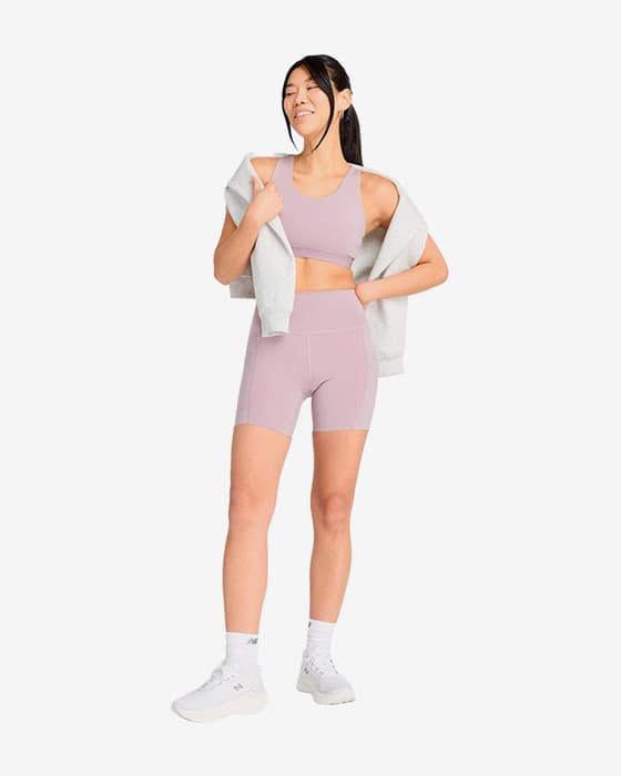 Sujetador New Balance Athletics Medium Support Sleek lila claro mujer