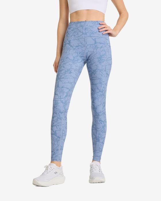 Calças New Balance Printed Pocket High Rise azul claro mulher