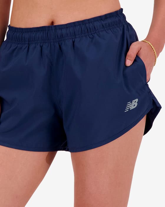 Pantalón corto New Balance Short 3 Inch azul marino mujer