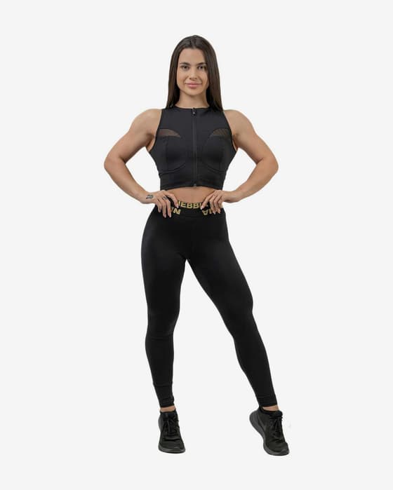 Malla larga Nebbia Intense Perform negro dorado mujer