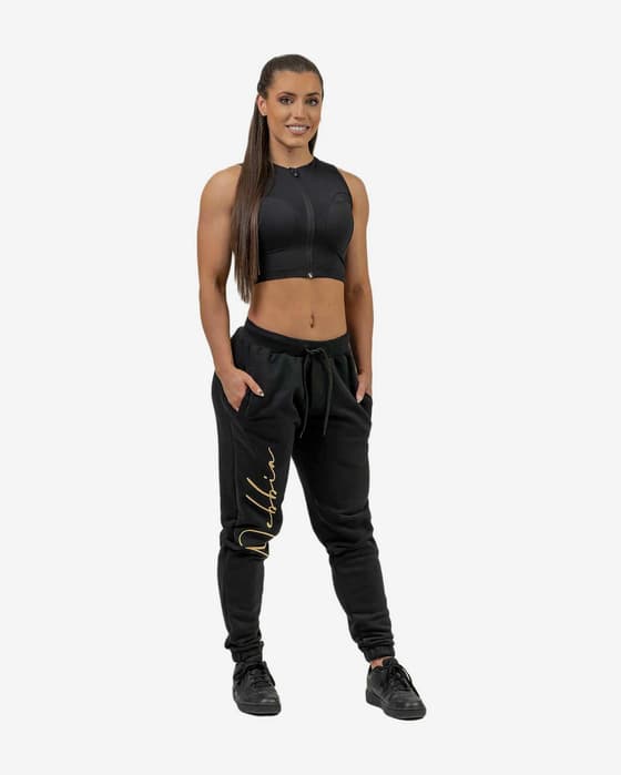 Pantalón largo Nebbia Intense Signature negro dorado mujer