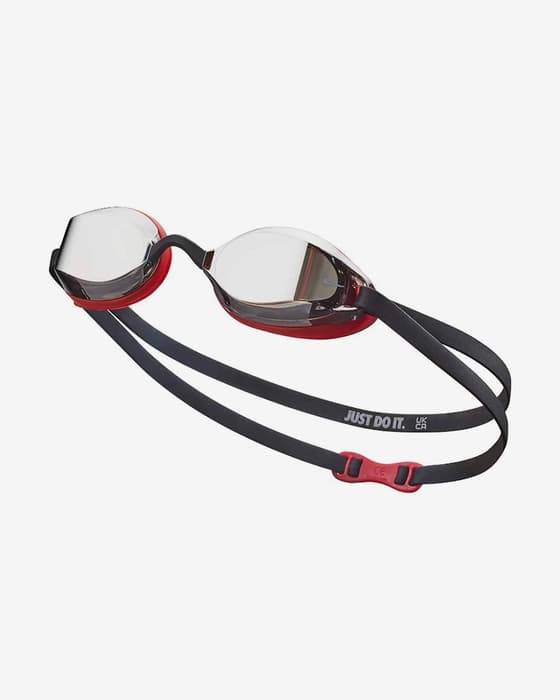 Gafas de natación Nike Swim Legacy Mirrored negro rojo con lentes espejadas gris