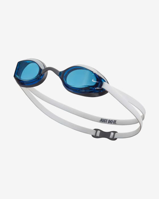 Gafas de natación Nike Swim Legacy Goggle blanco con lentes transparentes azul