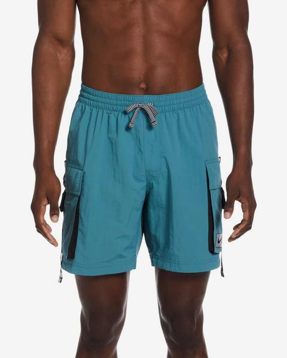 Bañador Nike Swim Volley Belt Logo 7" azul turquesa
