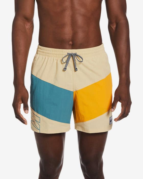 Maillot de bain Nike Swim Volley Stripe Logo 5" beige orange bleu