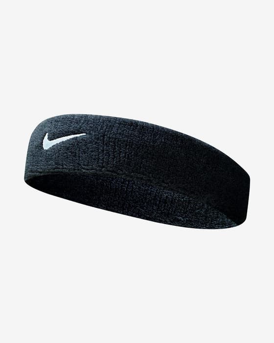Cinta para la cabeza Nike Swoosh negro blanco