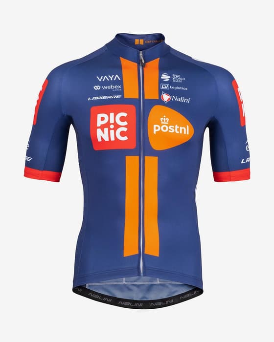 Maillot Team Picnic PostNL 2025 Entraînement manches courtes bleu