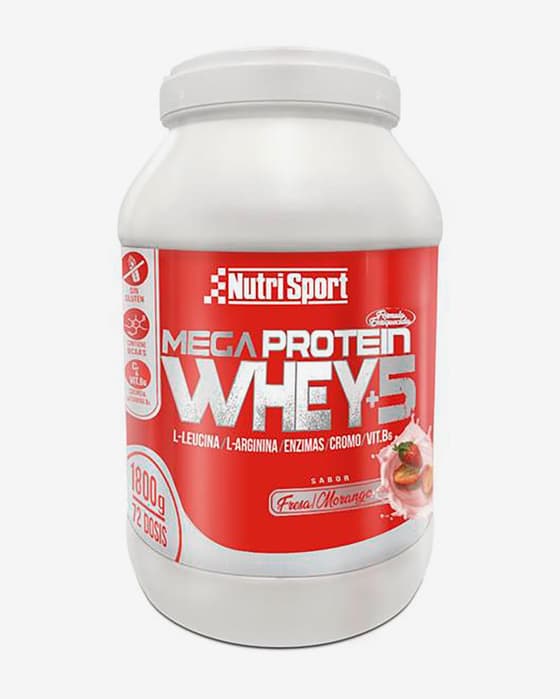 Nutrisport Mega Protein Whey+5 Shake Strawberry Morango Flavour 1800 g
