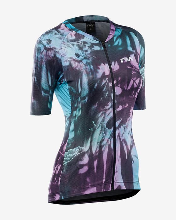 Maillot Northwave Blade Flower manche courte lilas bleu femme