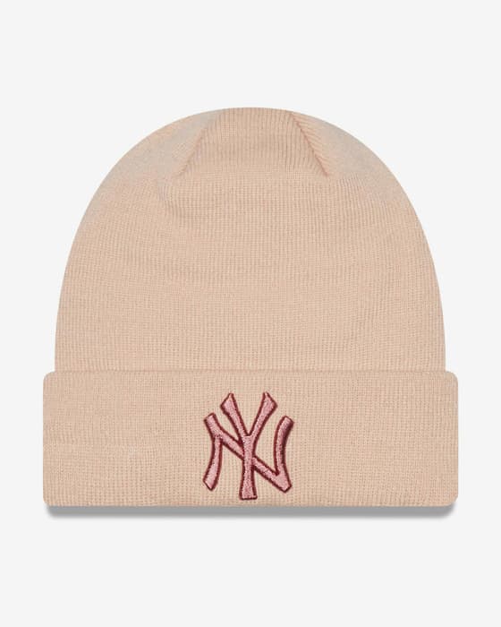 Gorro New Era New York Yankees Metallic Logo rosa claro mujer